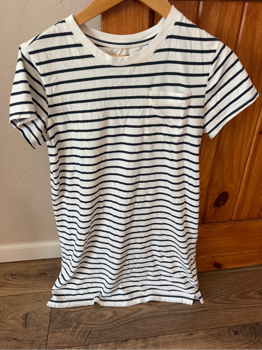 Pact Organic Cotton Blue White Striped T-Shirt Dress Tunic Pocket Size Small